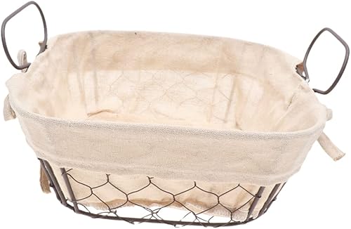 Zerodeko Cesta de almacenamiento de aperitivos de cocina, cesta de pan para servir cesta rectangular de alambre con forro para servir cestas de