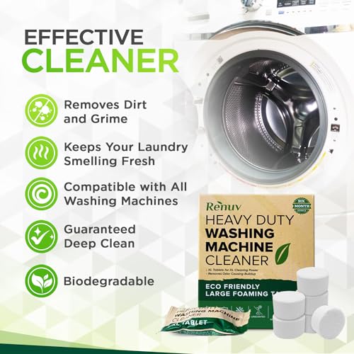 image for Renuv Heavy Duty Washing Machine Cleaner and Descaler - Deep Cleaning 