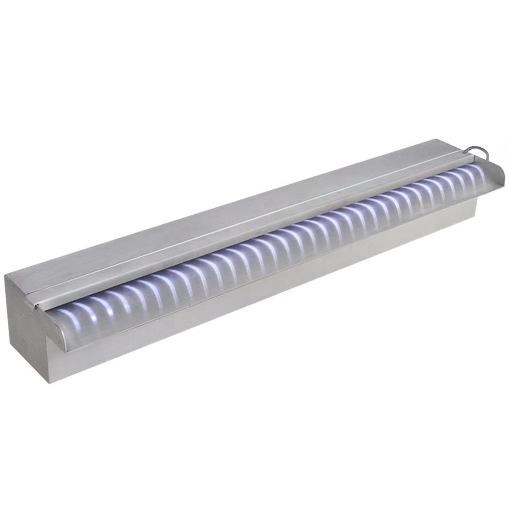 Tidyard Fontana a Cascata per Giardino Rettangolare Acciaio Inox 150 cm / 60 cm e LED / 120 cm e LED