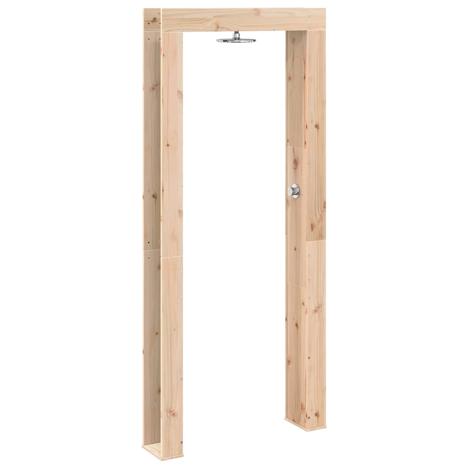 Douche d'extérieur en bois massif/acier inoxydable 226 cm