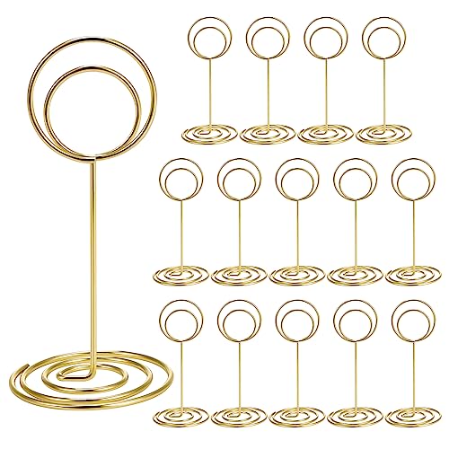 Provone 20 Pcs Table Number Holders - 3.43 Inch Table Number Stands Gold, Short Place Card Holder for Photo Menu Memo for Wedding Party Graduation Reception Restaurant Home Centerpiece Decorations by Provone - Used condition - CA$11.99