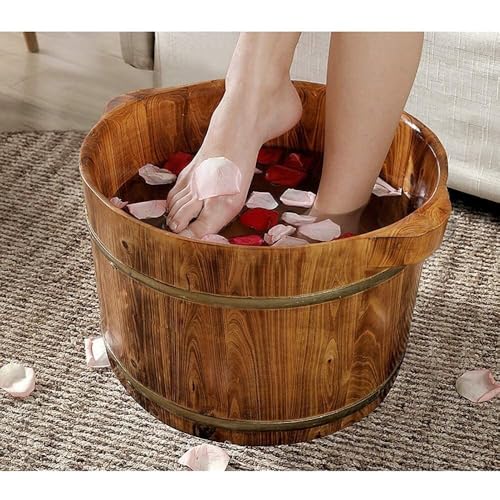 Barril de spa para pies Natural con tapa artesanal