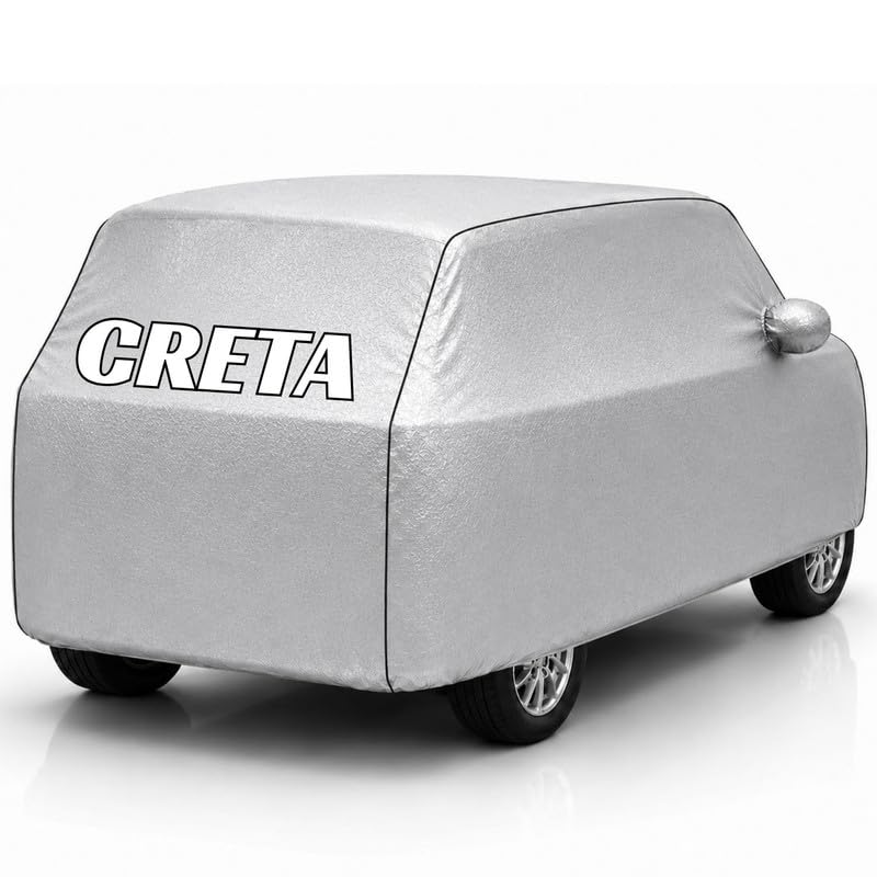 Image of Back-Boo Heavy Waterproof Creta Car Cover | Polyester Car Body Covers for Rain & Sun | UV Protection, Dustproof, Scratch Resistant, Windproof, Heat Resistant, Custom Fit - (Silver)