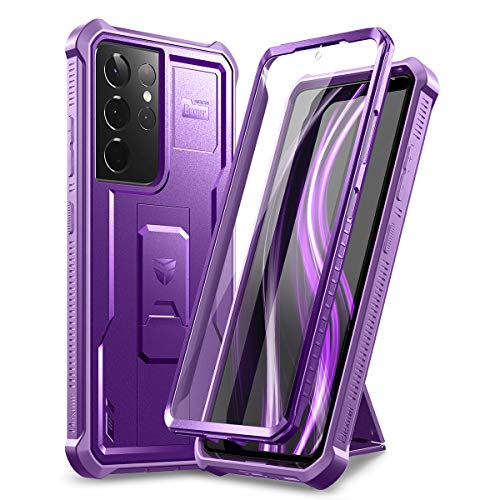 Image of Dexnor for Samsung Galaxy S21 Ultra Case, [Built in Screen Protector and Kickstand] Heavy Duty Military Grade Protection Shockproof Protective Cover for Samsung Galaxy S21 Ultra 5G, 6.8 inch Purple