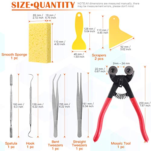 image for Rustark 8 Pieces Mosaic Tools Set Including 200mm Heavy Duty Glass Mos