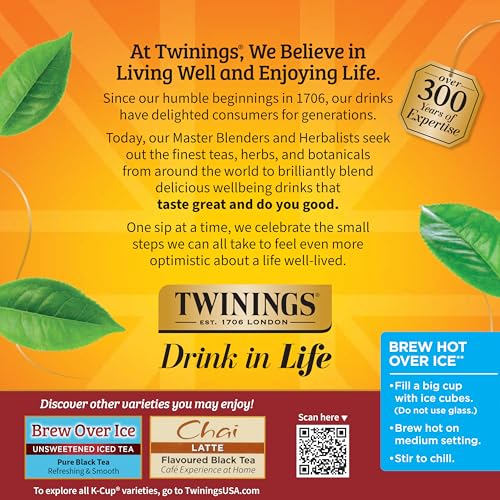 Image of Twinings Chai Black Tea 72 K-Cup Pods for Keurig, 12 Count (Pack of 6), Naturally Sweet, Savoury Spice Flavour, Caffeinated, Enjoy Hot or Iced
