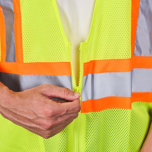 Image of Restaurantware Reflective Safety Vest 20 Count 29.213 x 30.315 Inches High Visibility Multi-Pocket Zipper Front Safety Vest