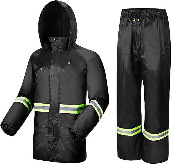 Bloomingdale Rain Coat for Men & Women Waterproof Bike Raincoat for Men with Pant Set Reflective Raincoat for Women, Boys & Girls Adjustable Top and Bottom Rain Coat for Women with Bag – Black Green