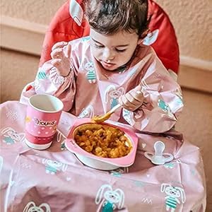 Bebamour Slabbetjes voor spenen Waterdichte slabbetje wordt bevestigd aan kinderstoel Slabbetjes met lange mouwen…
