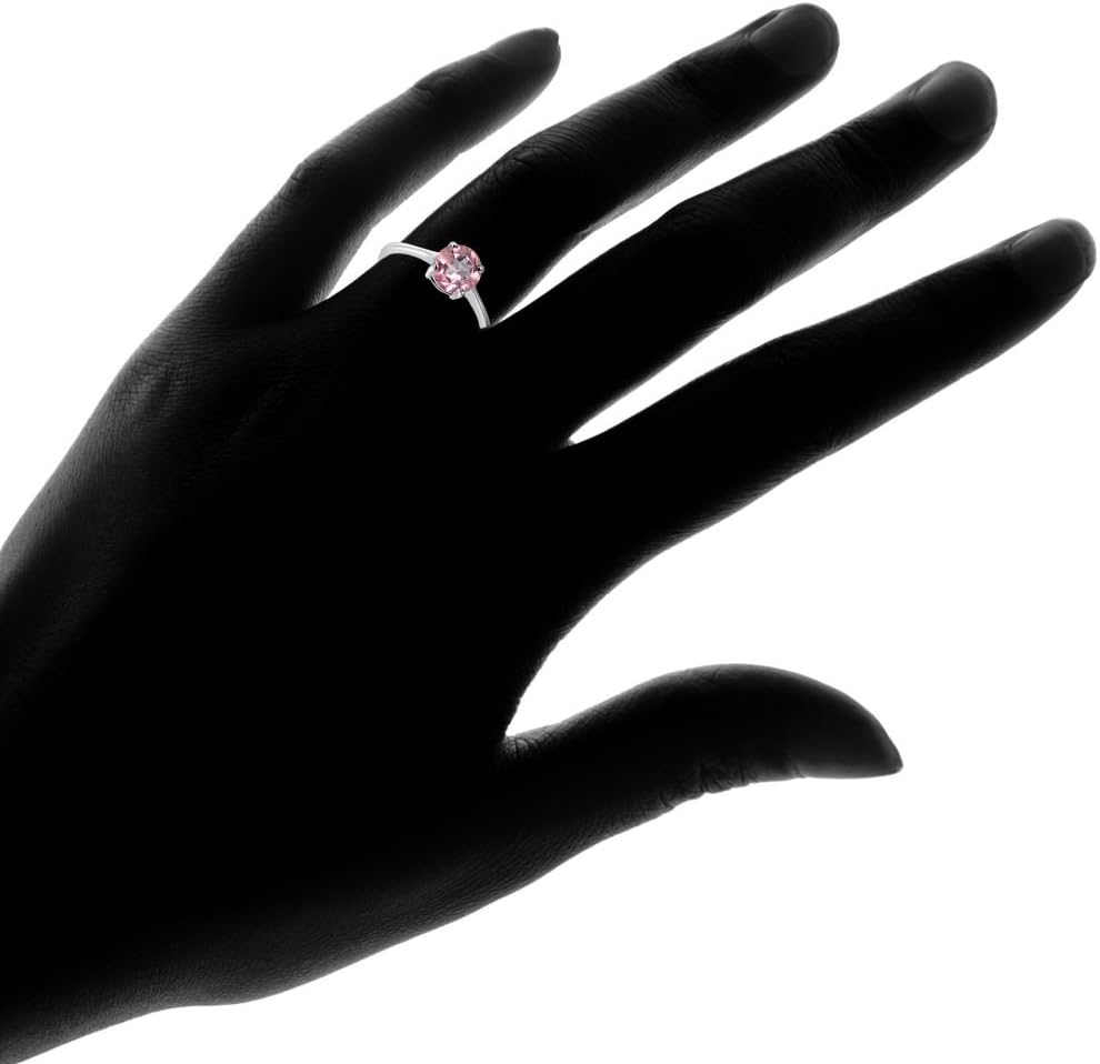 Ice Gems Sterling Silver Treated Light Pink Topaz Round 6mm Solitaire Ring, Size 6 - Image 4