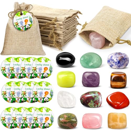 12 Glückssteine für KinderAchtsamkeitssteine mit Positiven Affirmationen im Jutesäckchen Gegen Ängste & für Mehr Selbstvertrauen Ideales Kindergeburtstag ab 3 Jahren Partygeschenke.Geschenke Kinder