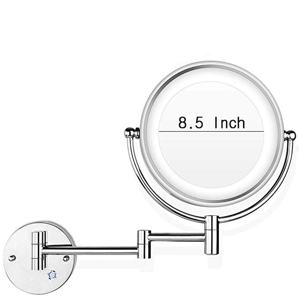 Miroir de maquillage mural éclairé à LED AMUCK 8,5" double face grossissant 7X