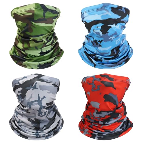 AWUMBUK 4 PCS Bandana Multifonctions Cache cou Homme,Tour de Cou Homme Hiver et Femme à Séchage Rapide Cache cou Moto Femme Cache Nez pour Moto Course...