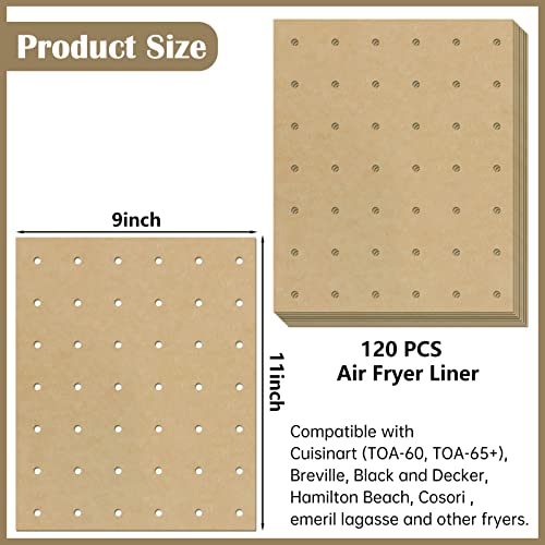 120 Pieces Unbleached Air Fryer Parchment Paper Liners 9X11 Non-Stick Disposable Rectangle Baking Paper Compatible With Cuisinart,Breville,Gowise,Cuisinart,Emeril Lagasse,Black And Decker Air Fryer #TOP1