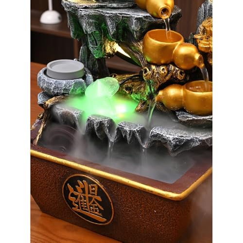 Fontaine à eau de table intérieure compacte avec animation de roue rustique - 6