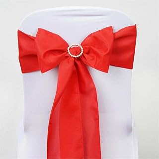 Efavormart 5 PCS RED Polyester Chair Sashes Tie Bows for Wedding Events Decor Chair Bow Sash Party Decor Supplies - 6x108