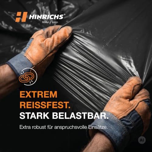 Hinrichs Müllsäcke 240L schwarz, extra stark 50 my, 100x125 cm, 15 Stück – Ansicht 3
