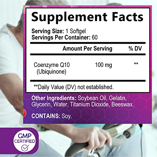 Built By Nature Coq10 Supplement For Heart Health Support & Cellular Energy Production - Gluten Free Vegan & Non-Gmo Antioxidant With Max Absorption Coenzyme Q10 100 Mg Supplements - 60 Softgels #TOP6