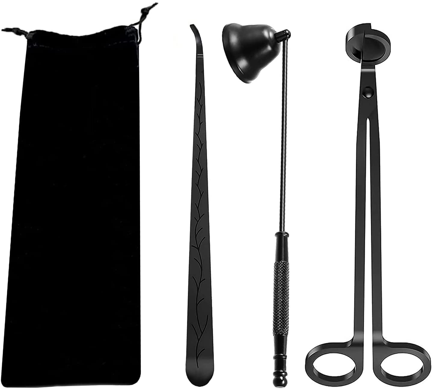 ManyuGas 3 in 1 Candle Accessory Set with Candle Wick Trimmer Candle Snuffer Candle Wick Dipper,Candle Snuffer Set Candle Wick Cutter for Candle Lovers(Black)