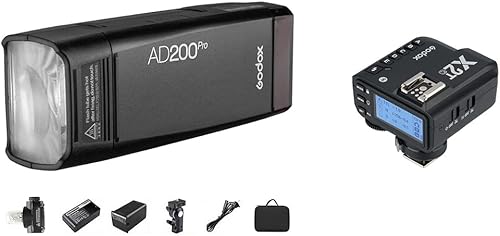 Godox AD200Pro Pocket Flash 2.4G TTL Speedlite Flash Strobe con Godox X2T-C 2.4G Transmisor de disparador de flash inalámbrico