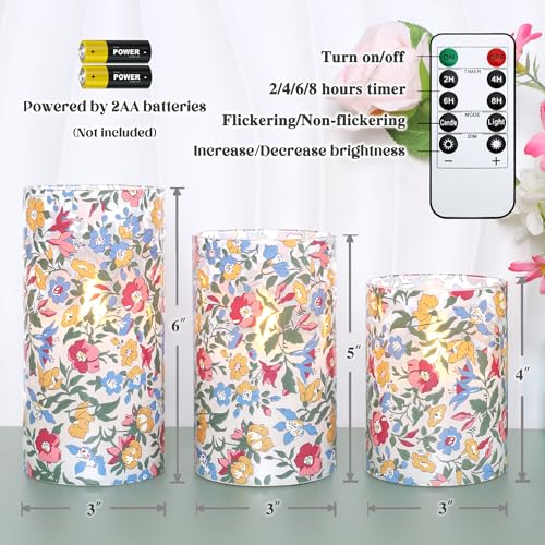 Image of MELTONE Flower Flameless Candles Remote Real Wax Flickering Bohemian Style Battery Operated Glass Candles - Home Party Bedroom Birthday Christmas Summer Spring Decorations