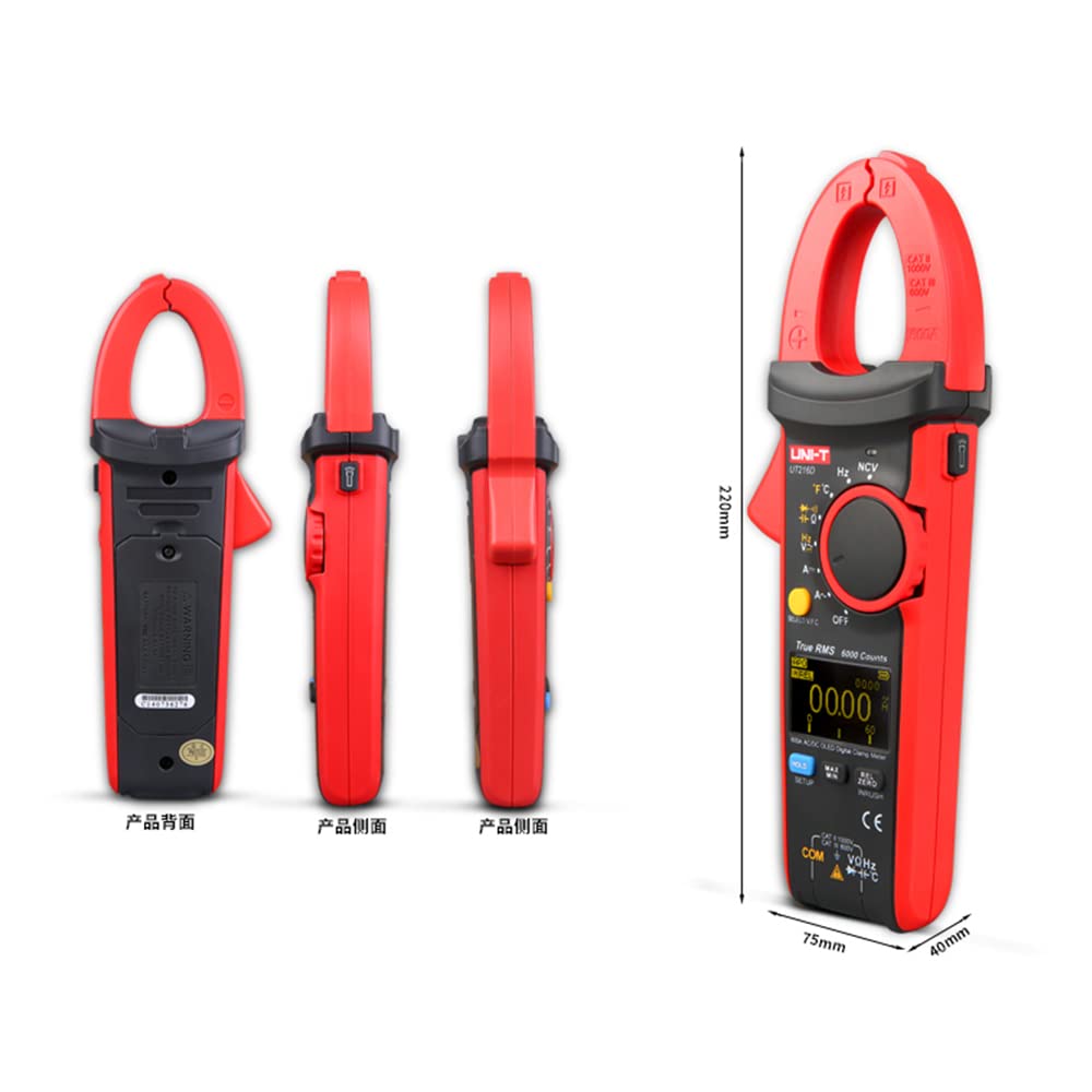UT216C Digitale Strommesszange AC DC Strommessung Effektivwert Frequenz Kapazität Temperatur & NCV Tester