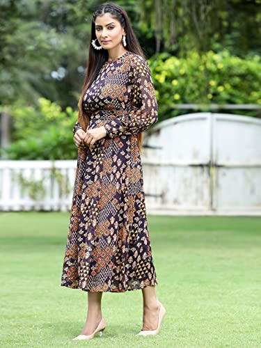Image of Juniper Women's Multi Chiffon Printed Flared Dress