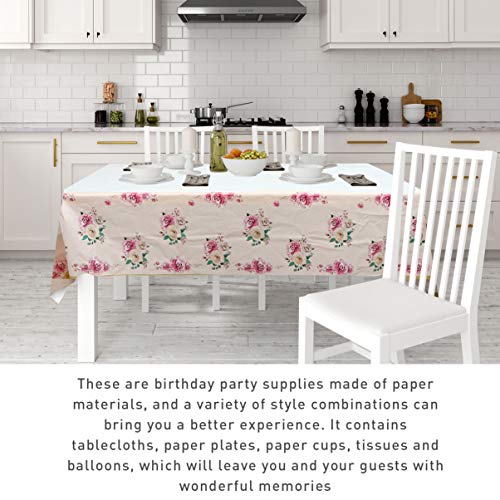 KESYOO Conjunto de Louça Descartável Toalha de Mesa 16Pcs Pratos de Papel 20Pcs Guardanapos 8Pcs Cop