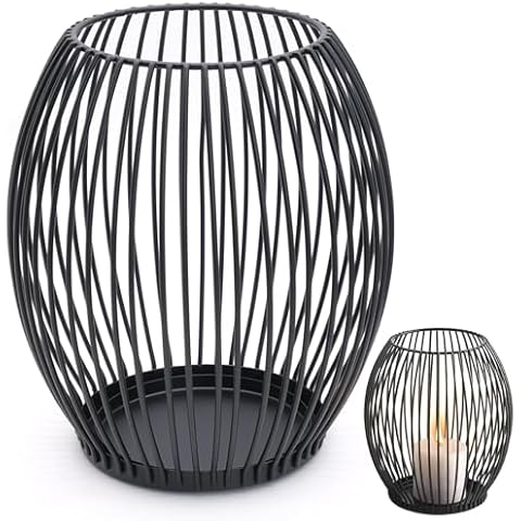 Cisolen Black Metal Mesh Candle Holder Cover