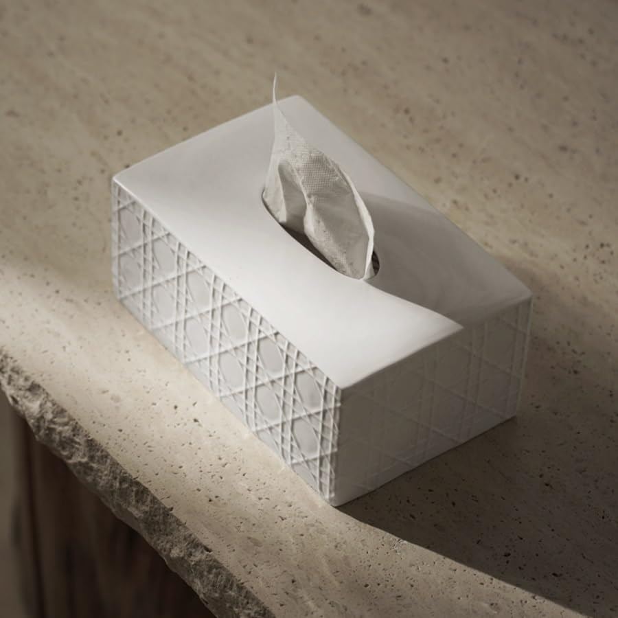 Pudełko na chusteczki w kratkę ręcznie robione ceramiczne pudełko na chusteczki, dom salon pudełko na chusteczki ozdoby na biurko pudełko na serwetki uchwyty na chusteczki dekoracyjne