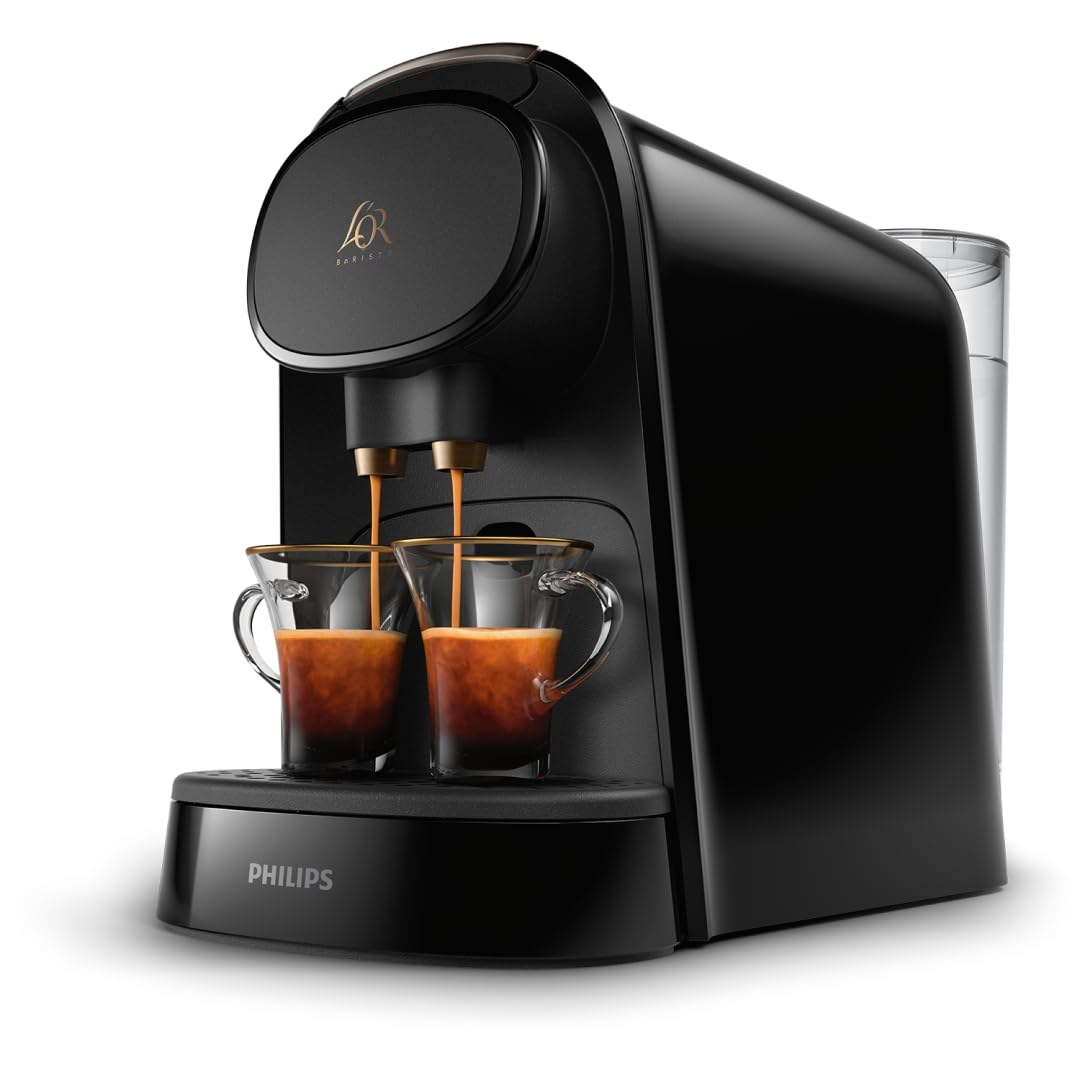 L'OR Barista Capsule Coffee Maker - Double Shot, Dual Capsule Recognition, 19 Bars, Nespresso, Adjustable Drip Tray, Customizable Coffee Sizes LM8012/66, 1.1 L