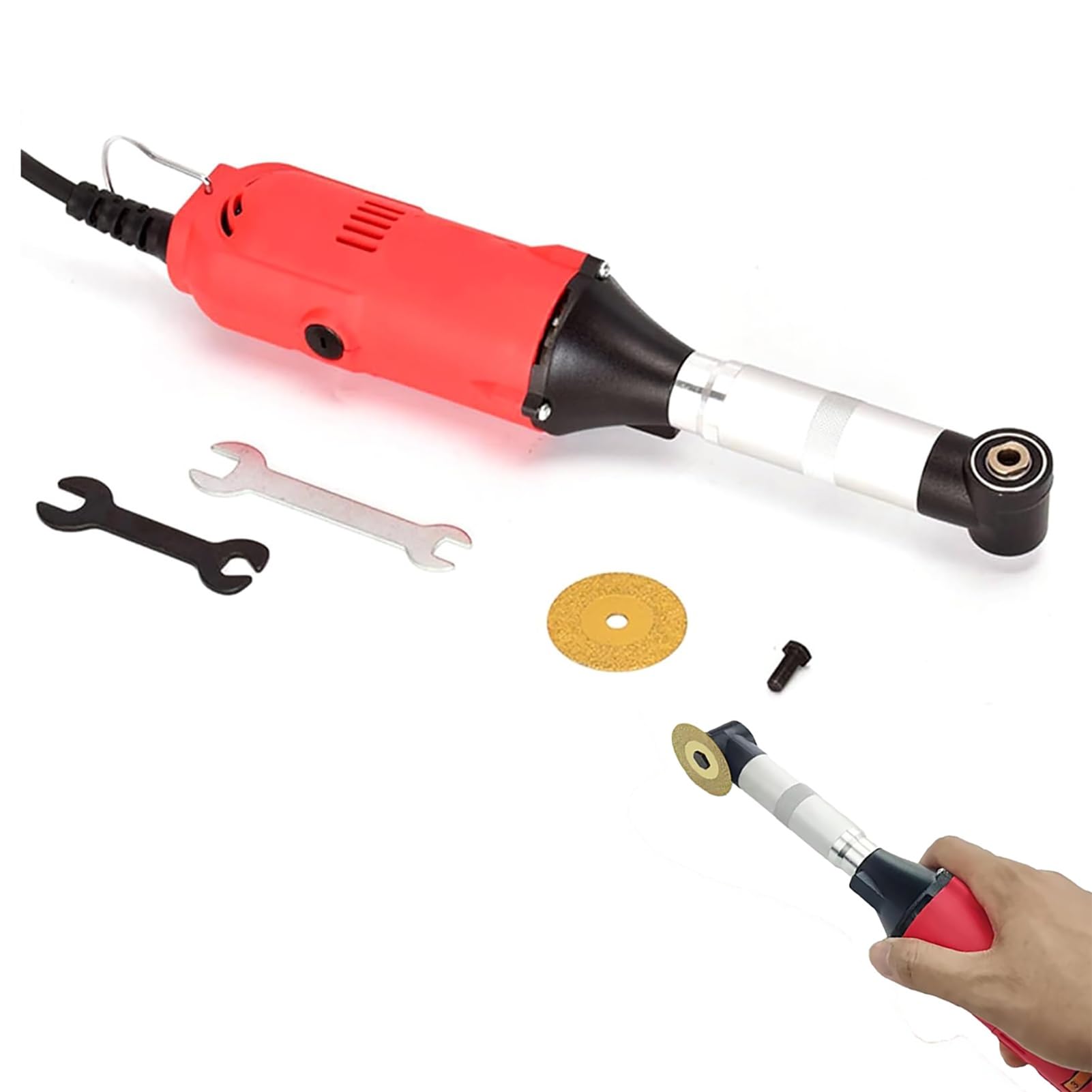 Máquina eléctrica for limpiar juntas de azulejos de 350 W, for baldosas de cerámica, 6 velocidades ajustables, ángulo de 90°, 15000 RPM de alta eficiencia