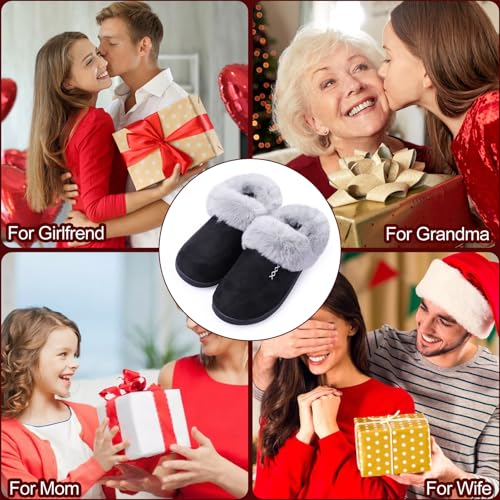 Women's Moccasin Slip-on Slippers Soft Microsuede Clog Comfy Non-slip Memory Foam Indoor Outdoor House Shoes with Fuzzy Collar4