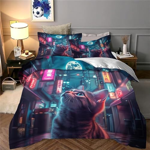 Housse de couette 260x220 chat de ruelle microfibre haute qualité 3D