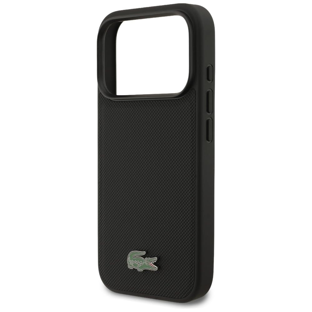 CG MOBILE Lacoste etui + zestaw portfela Iconic Petit Pique kompatybilne z MagSafe do iPhone 17 Pro (czarne)