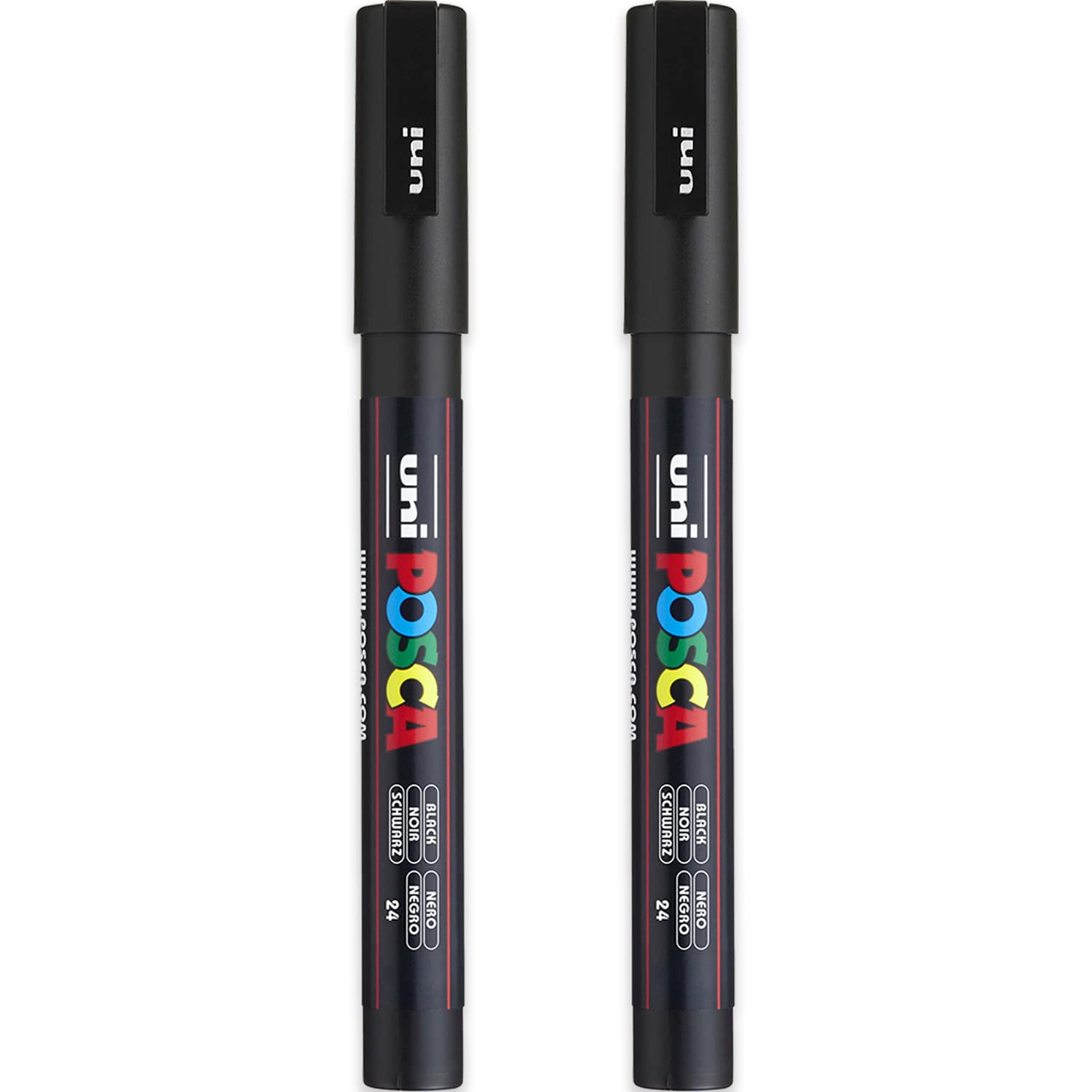 PC-3M Paint Marker Art Pens - 0.9-1.3mm Nib - Black Ink - Pack of 2