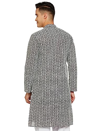 Be Active Regular Men's Pure Cotton Lucknowi Kurta Pyjama Set, Grey, 2Xl (Rfsk0013-Kr Xx-Large)