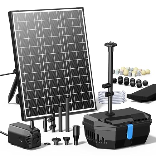NFESOLAR Solar Water Fountain Kit, Pond Filter with 20W Solar Panel, 120 GPH Solar Water Pump, 4 Sprayers for Outdoor Pond 120-300 Gallons, Fish Tank and Garden Water Features N3212