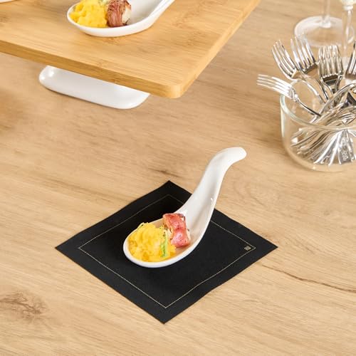 Image of Restaurantware 5.1 Inch Porcelain Soup Spoons 10 Wave Appetizer Spoons - Chip Resistant Dishwasher Safe White Porcelain Mini Tasting Plates For Samples Desserts Or Snacks