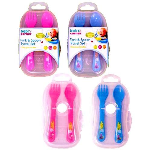 2 pcs Fork and Spoon Travel Set Bpa Free Plastic Case