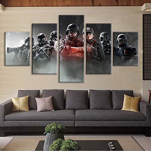 HIMFL Segeltuch HD-Drucke Rainbow Six Siege Game Bilder Poster Wohnkultur Wandbilder 5 Panel,B,30×50×2+30×70×2+30×80×1