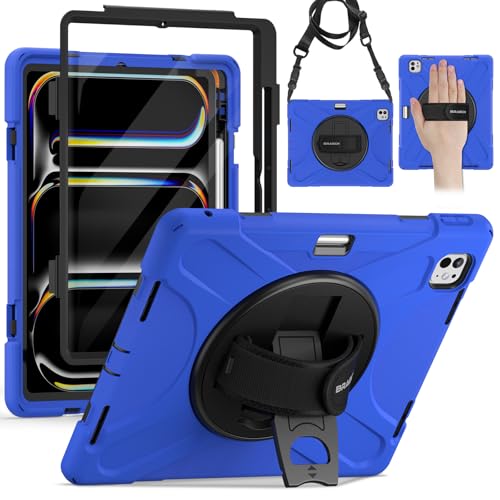 Coque iPad Pro 13 Pouces 2025 M5 BRAECN Étui Robuste Antichoc Bleu avec Film Protection