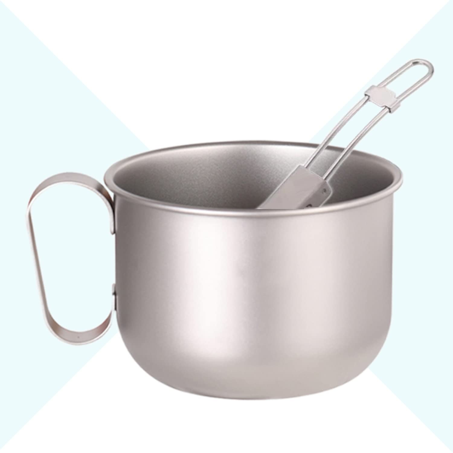Titanium Cup with Folding Handle Spoon Outdoor Camping Hiking Ultralight Coffee Tea Water Cups Mug
