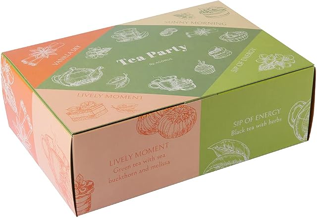 ACORUS Impreza herbaciana z 4 różnymi smakami| 40 sztuk naturalnej herbaty Rooibos, czarnej i zielonej w pięknym pudełku upominkowym