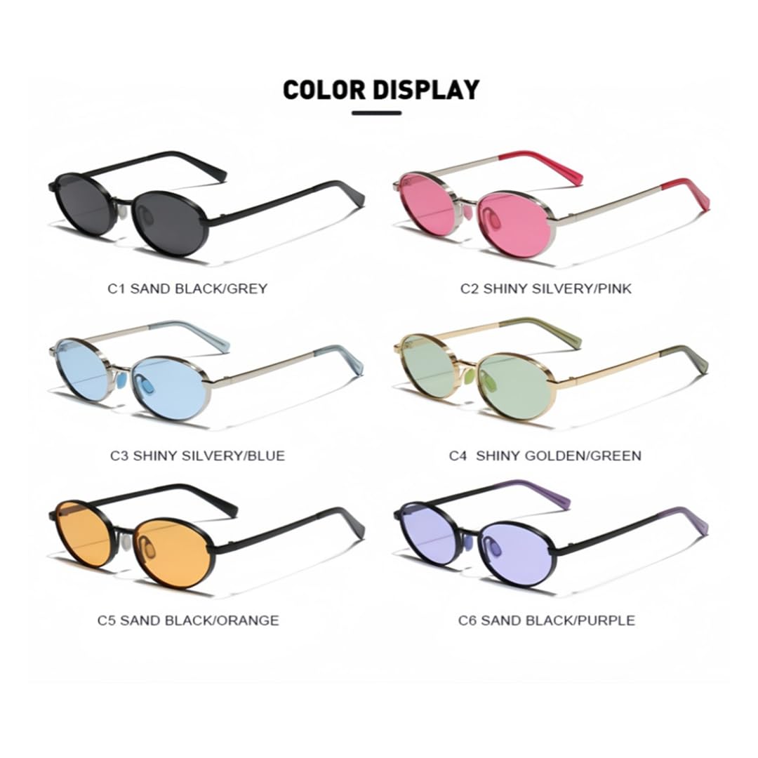 Gafas de sol ovaladas con montura metálica, modernas y con protección UV para exteriores (UV400).