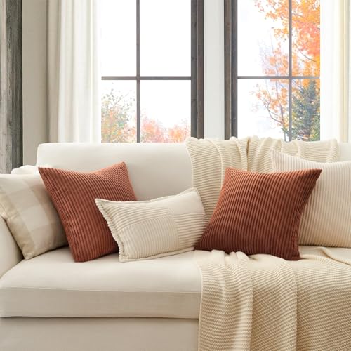 Image of Topfinel Decorative Rust Throw Pillow Covers Cushion Cases, Set of 4 Soft Velvet Modern Double-Sided Designs Terracotta Home Decor ，Fall Style Throw Pillows 20x20 inches