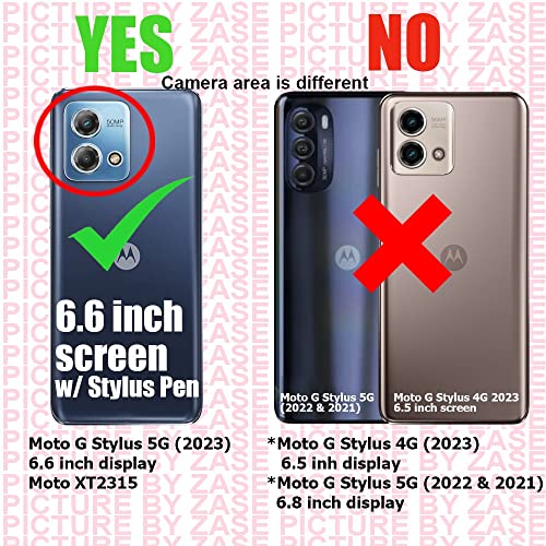 Zase Moto G Stylus 5G (2023) Wallet Phone Case for Women Pouch PU Leather Flip Cover Cute Design w/Wrist Strap ID Card Slot Magnetic Lock Compatible with Motorola G Stylus 5G 2023 (Purple Floral)