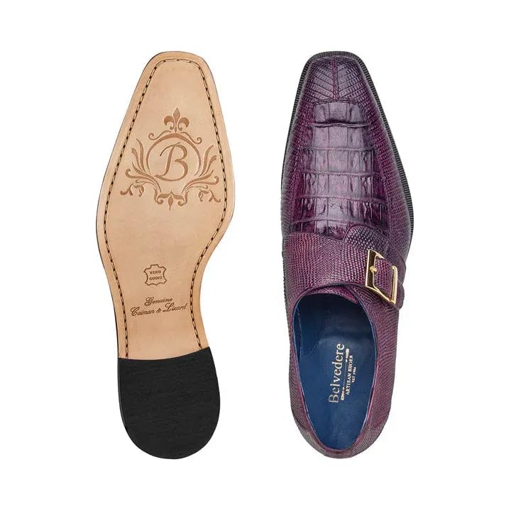 Exotic Caiman Crocodile / Lizard Split-Toe Single Monk-Strap Men's Shoes by Belvedere3