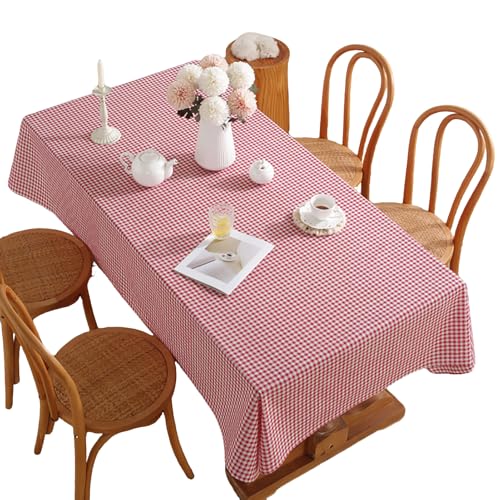 Manteles Mesa Rectangular Tela Impermeable Borlas, Mantel Rectangulara Cuadros Lino y Algodón, Mantel Antimanchas Camilla Lavable de Lino, para Picnic, Comedor, Concina, Terraza