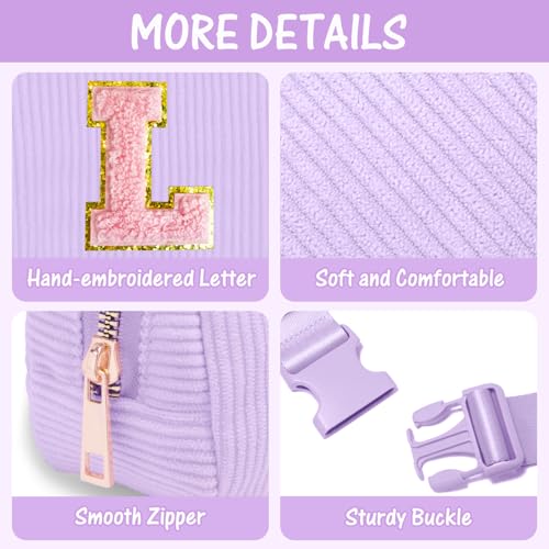 Image of Gitus Girls Birthday Gifts for 10-16 Year Olds - Initial Fanny Pack Belt Bag Crossbody Bag - Trendy Personalized Preppy Stuff (Lavender-L)